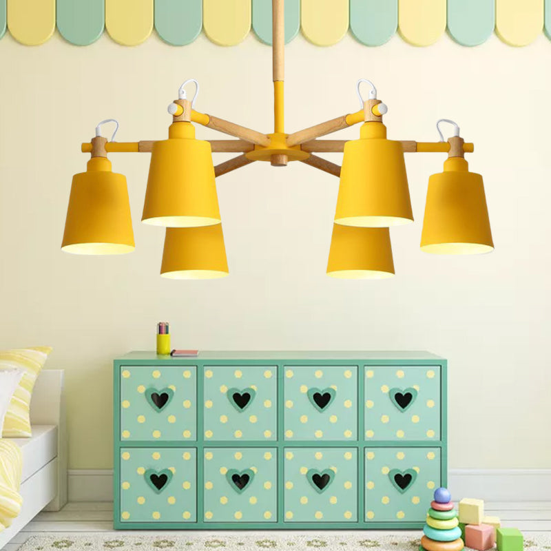 Macaroon Hanging Lamp Fixture Tapered Shade Metal Hanging Lights for Living Room Clearhalo 'Ceiling Lights' 'Chandeliers' Lighting' options 191253