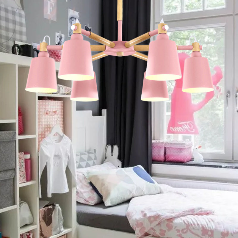 Macaroon Hanging Lamp Fixture Tapered Shade Metal Hanging Lights for Living Room Clearhalo 'Ceiling Lights' 'Chandeliers' Lighting' options 191255