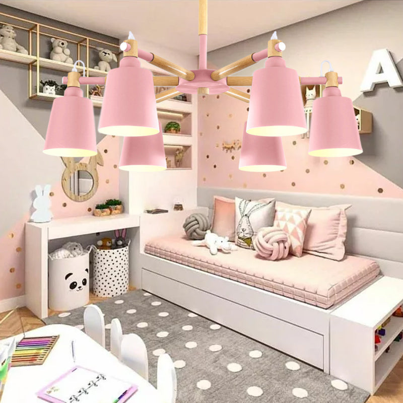 Macaroon Hanging Lamp Fixture Tapered Shade Metal Hanging Lights for Living Room Clearhalo 'Ceiling Lights' 'Chandeliers' Lighting' options 191256