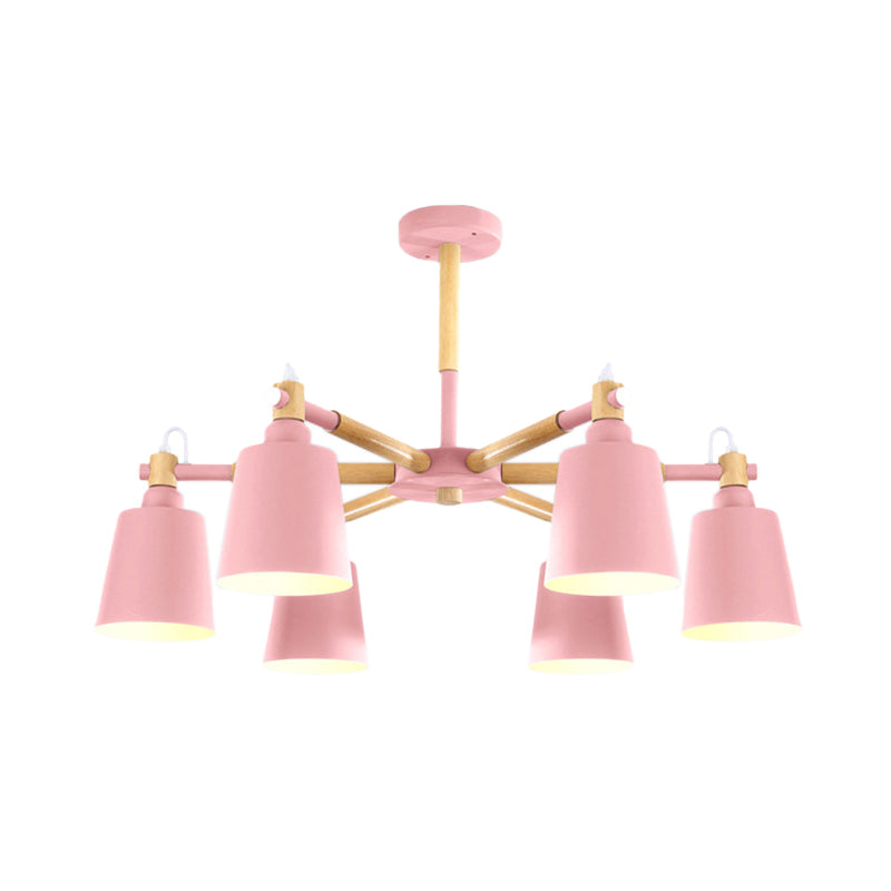 Macaroon Hanging Lamp Fixture Tapered Shade Metal Hanging Lights for Living Room Clearhalo 'Ceiling Lights' 'Chandeliers' Lighting' options 191257