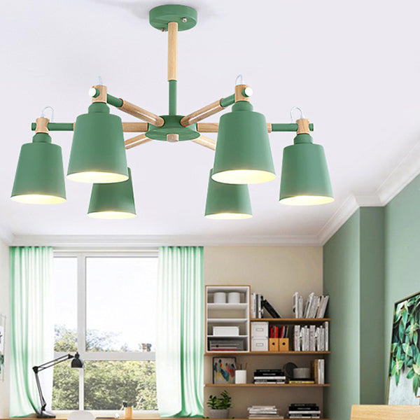 Macaroon Hanging Lamp Fixture Tapered Shade Metal Hanging Lights for Living Room Clearhalo 'Ceiling Lights' 'Chandeliers' Lighting' options 191258