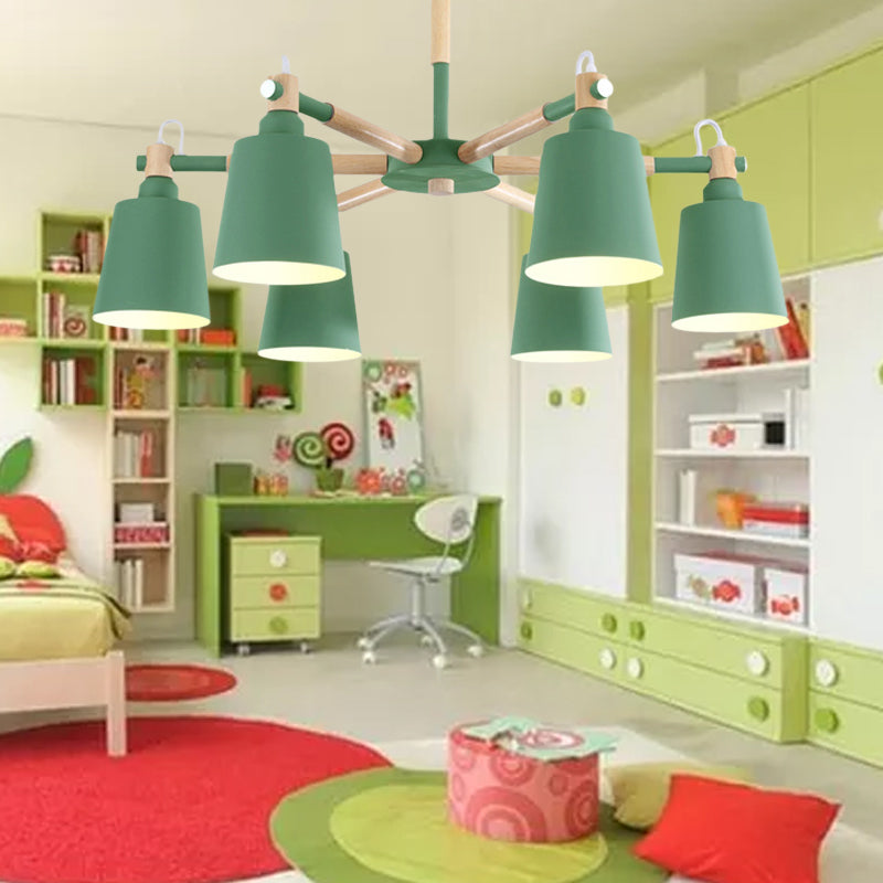 Macaroon Hanging Lamp Fixture Tapered Shade Metal Hanging Lights for Living Room Clearhalo 'Ceiling Lights' 'Chandeliers' Lighting' options 191259
