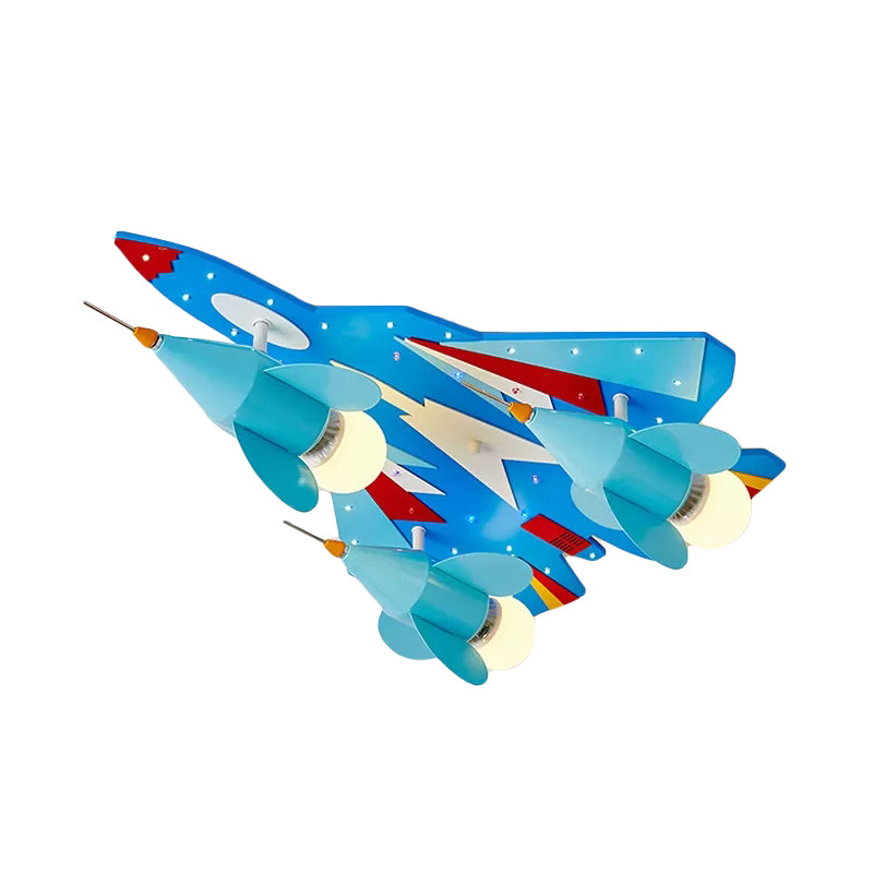 Fighter Airplane Flush Ceiling Light Creative Metal Ceiling Lamp in Blue for Kid Bedroom Clearhalo 'Ceiling Lights' 'Close To Ceiling Lights' 'Close to ceiling' 'Flush mount' Lighting' 191267