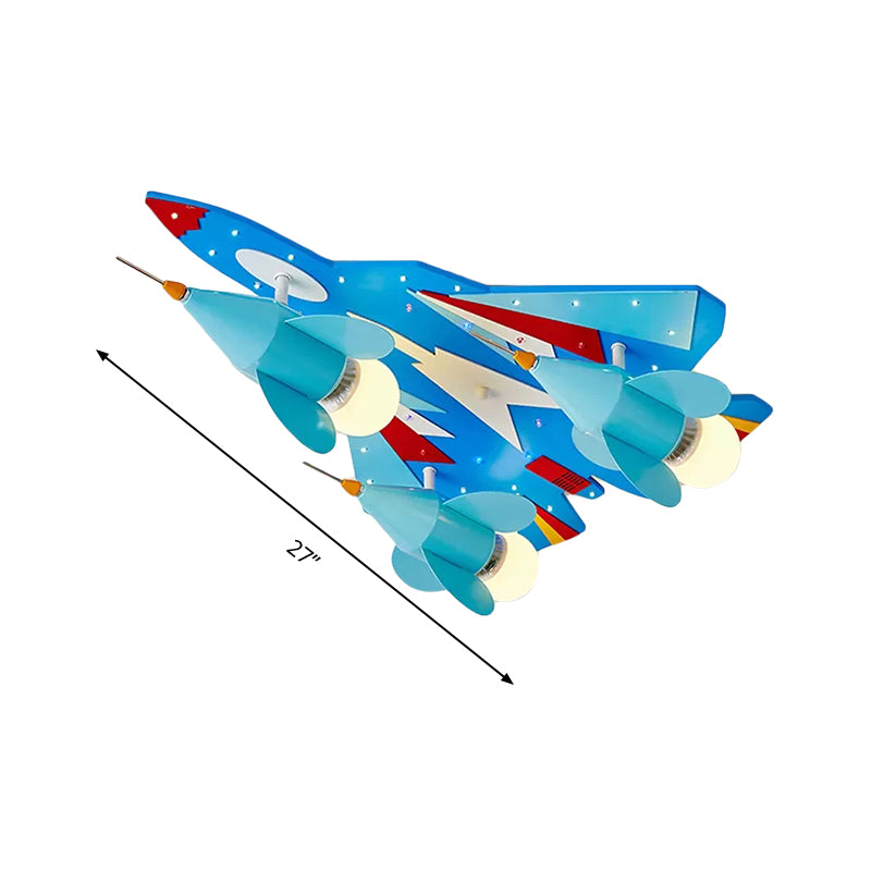 Fighter Airplane Flush Ceiling Light Creative Metal Ceiling Lamp in Blue for Kid Bedroom Clearhalo 'Ceiling Lights' 'Close To Ceiling Lights' 'Close to ceiling' 'Flush mount' Lighting' 191268