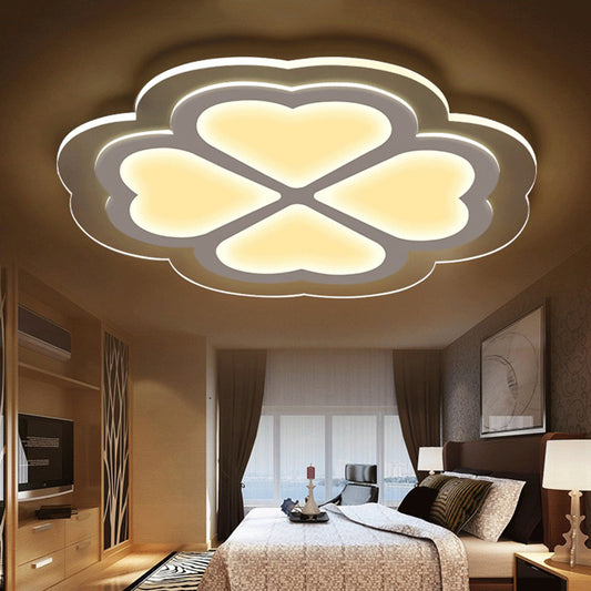 Loving Heart Petal Flush Ceiling Light Romantic Acrylic LED Ceiling Lamp in White for Nursing Room White Clearhalo 'Ceiling Lights' 'Close To Ceiling Lights' 'Close to ceiling' 'Flush mount' Lighting' 191275