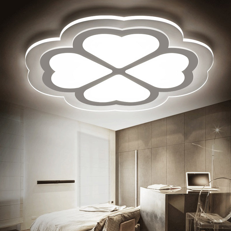 Loving Heart Petal Flush Ceiling Light Romantic Acrylic LED Ceiling Lamp in White for Nursing Room White White Clearhalo 'Ceiling Lights' 'Close To Ceiling Lights' 'Close to ceiling' 'Flush mount' Lighting' 191276