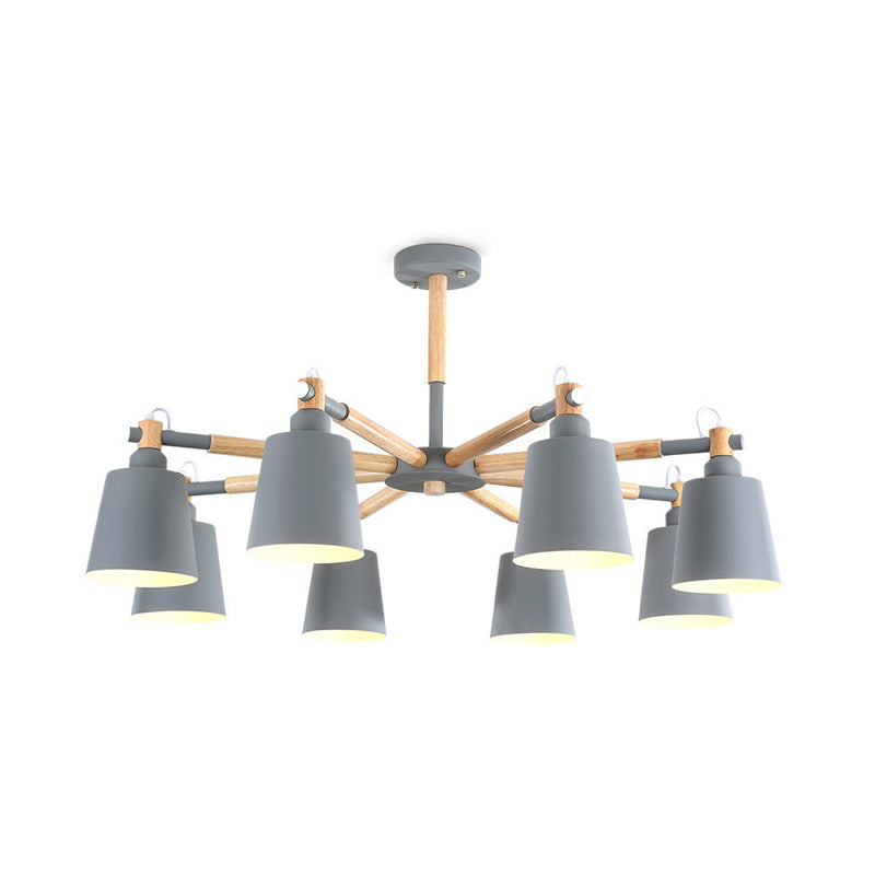 Tapered Shade Living Hanging Lamp Metal 8 Bulbs Modern Pendant Lighting Clearhalo 'Ceiling Lights' 'Chandeliers' Lighting' options 191287