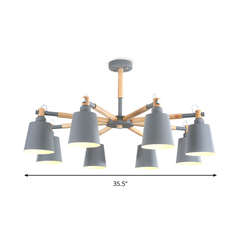 Tapered Shade Living Hanging Lamp Metal 8 Bulbs Modern Pendant Lighting Clearhalo 'Ceiling Lights' 'Chandeliers' Lighting' options 191288