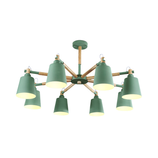 Tapered Shade Living Hanging Lamp Metal 8 Bulbs Modern Pendant Lighting Clearhalo 'Ceiling Lights' 'Chandeliers' Lighting' options 191298