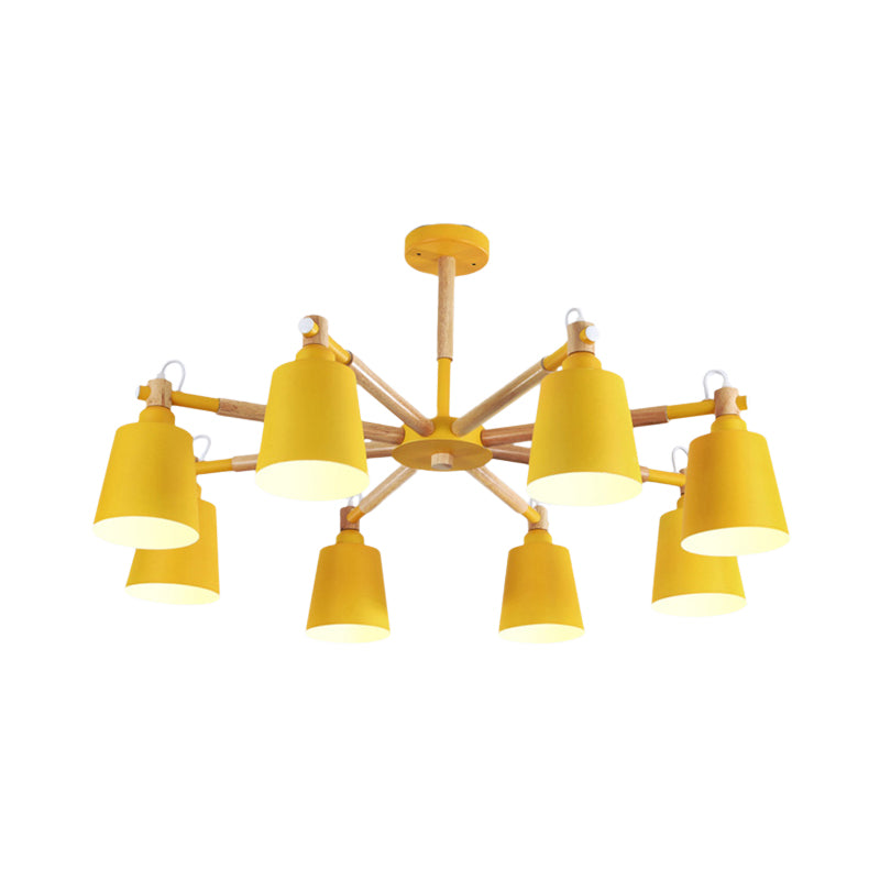 Tapered Shade Living Hanging Lamp Metal 8 Bulbs Modern Pendant Lighting Clearhalo 'Ceiling Lights' 'Chandeliers' Lighting' options 191301