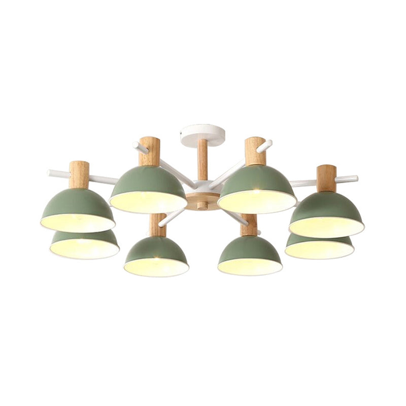 Macaroon Dome Hanging Pendant Fixture Iron 8 Lights Hanging Chandelier for Living Room Clearhalo 'Ceiling Lights' 'Chandeliers' Lighting' options 191310