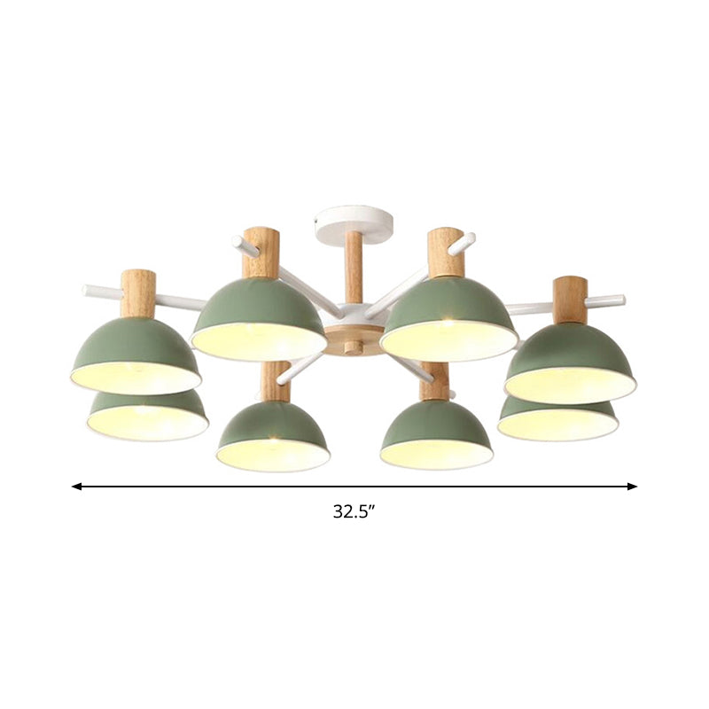 Macaroon Dome Hanging Pendant Fixture Iron 8 Lights Hanging Chandelier for Living Room Clearhalo 'Ceiling Lights' 'Chandeliers' Lighting' options 191311