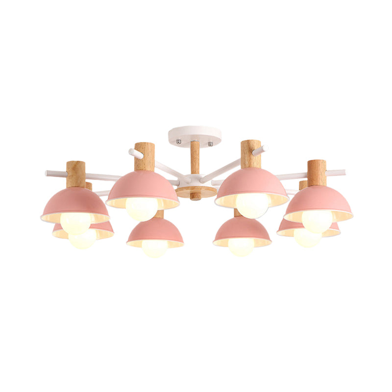 Macaroon Dome Hanging Pendant Fixture Iron 8 Lights Hanging Chandelier for Living Room Clearhalo 'Ceiling Lights' 'Chandeliers' Lighting' options 191316