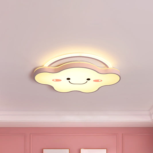 Acrylic Cloud Flush Mount Ceiling Lamp Cartoon Gold/Blue/Pink LED Flush Light Fixture in White Light, 19.5"/25.5" Wide Clearhalo 'Ceiling Lights' 'Close To Ceiling Lights' 'Close to ceiling' 'Flush mount' Lighting' 1913199