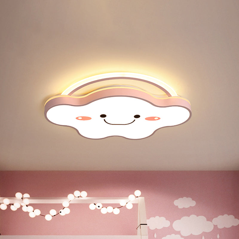 Acrylic Cloud Flush Mount Ceiling Lamp Cartoon Gold/Blue/Pink LED Flush Light Fixture in White Light, 19.5"/25.5" Wide Clearhalo 'Ceiling Lights' 'Close To Ceiling Lights' 'Close to ceiling' 'Flush mount' Lighting' 1913200