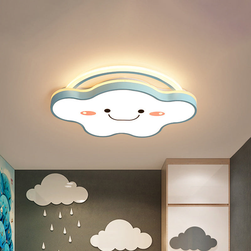 Acrylic Cloud Flush Mount Ceiling Lamp Cartoon Gold/Blue/Pink LED Flush Light Fixture in White Light, 19.5"/25.5" Wide Blue Clearhalo 'Ceiling Lights' 'Close To Ceiling Lights' 'Close to ceiling' 'Flush mount' Lighting' 1913204