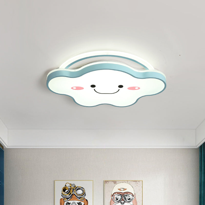 Acrylic Cloud Flush Mount Ceiling Lamp Cartoon Gold/Blue/Pink LED Flush Light Fixture in White Light, 19.5"/25.5" Wide Clearhalo 'Ceiling Lights' 'Close To Ceiling Lights' 'Close to ceiling' 'Flush mount' Lighting' 1913205