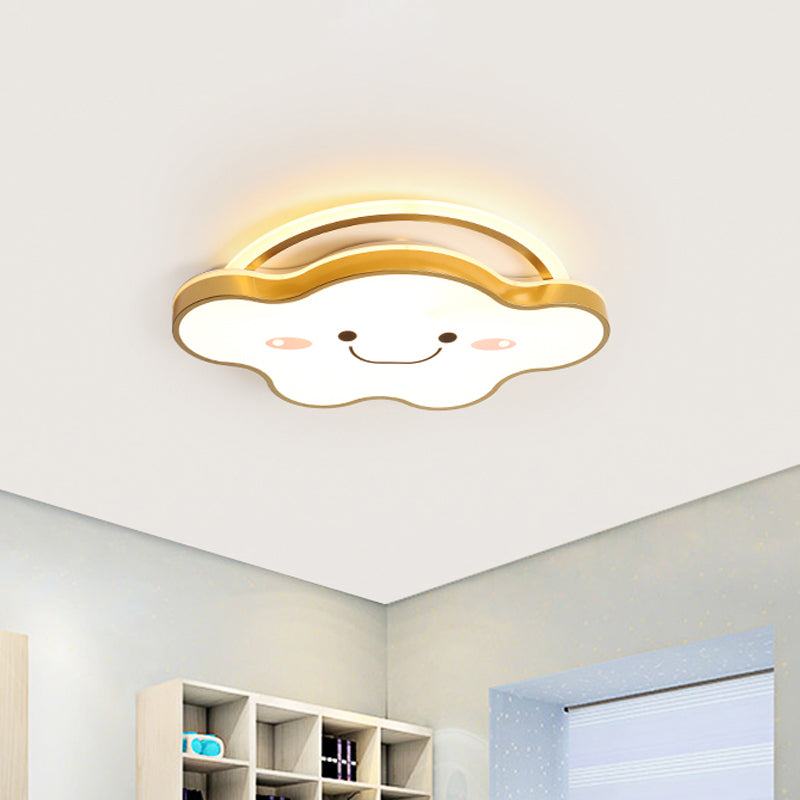 Acrylic Cloud Flush Mount Ceiling Lamp Cartoon Gold/Blue/Pink LED Flush Light Fixture in White Light, 19.5"/25.5" Wide Clearhalo 'Ceiling Lights' 'Close To Ceiling Lights' 'Close to ceiling' 'Flush mount' Lighting' 1913209