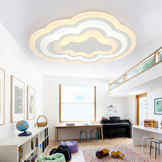 Simple Stylish Cloud Flush Ceiling Light Acrylic White LED Ceiling Lamp for Kindergarten Porch White Warm Clearhalo 'Ceiling Lights' 'Close To Ceiling Lights' 'Close to ceiling' 'Flush mount' Lighting' 191321