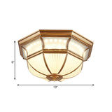 14"/18" W Colonial Bowl Flush Mount Ceiling Light LED Opal Blown Glass Close to Ceiling Lamp in Brass Clearhalo 'Ceiling Lights' 'Close To Ceiling Lights' 'Close to ceiling' 'Flush mount' Lighting' 1913377