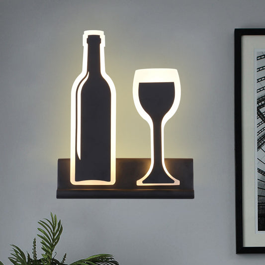 Wine Set LED Sconce Light Modern Acrylic 1 Light Black/White/Chrome Wall Lighting Ideas in Warm/White Light Black Clearhalo 'Cast Iron' 'Glass' 'Industrial' 'Modern wall lights' 'Modern' 'Tiffany' 'Traditional wall lights' 'Wall Lamps & Sconces' 'Wall Lights' Lighting' 1913453