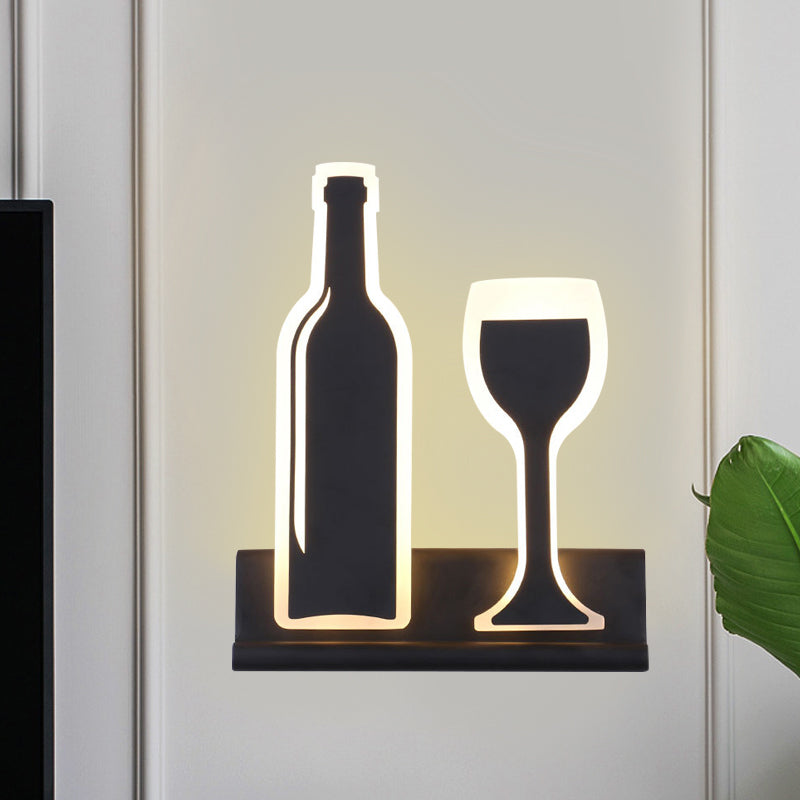 Wine Set LED Sconce Light Modern Acrylic 1 Light Black/White/Chrome Wall Lighting Ideas in Warm/White Light Clearhalo 'Cast Iron' 'Glass' 'Industrial' 'Modern wall lights' 'Modern' 'Tiffany' 'Traditional wall lights' 'Wall Lamps & Sconces' 'Wall Lights' Lighting' 1913454