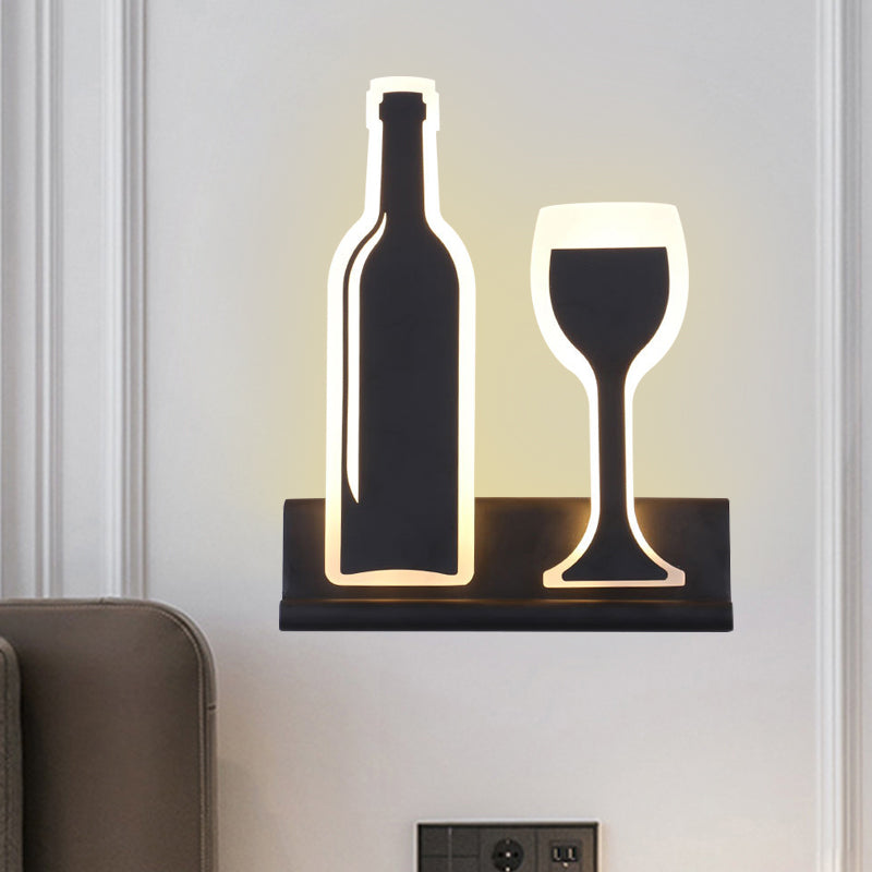 Wine Set LED Sconce Light Modern Acrylic 1 Light Black/White/Chrome Wall Lighting Ideas in Warm/White Light Clearhalo 'Cast Iron' 'Glass' 'Industrial' 'Modern wall lights' 'Modern' 'Tiffany' 'Traditional wall lights' 'Wall Lamps & Sconces' 'Wall Lights' Lighting' 1913455