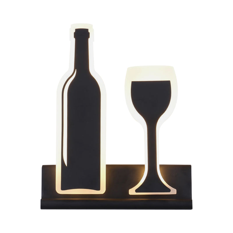 Wine Set LED Sconce Light Modern Acrylic 1 Light Black/White/Chrome Wall Lighting Ideas in Warm/White Light Clearhalo 'Cast Iron' 'Glass' 'Industrial' 'Modern wall lights' 'Modern' 'Tiffany' 'Traditional wall lights' 'Wall Lamps & Sconces' 'Wall Lights' Lighting' 1913456