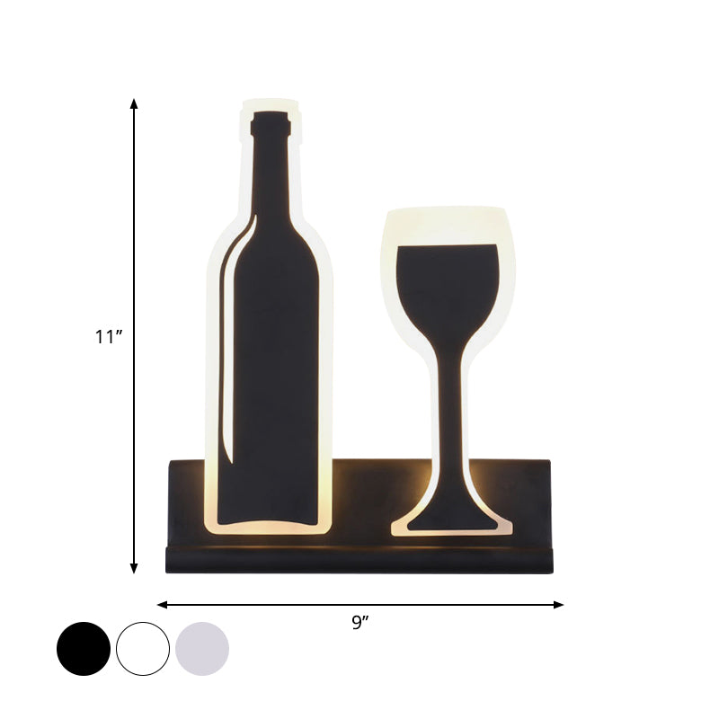 Wine Set LED Sconce Light Modern Acrylic 1 Light Black/White/Chrome Wall Lighting Ideas in Warm/White Light Clearhalo 'Cast Iron' 'Glass' 'Industrial' 'Modern wall lights' 'Modern' 'Tiffany' 'Traditional wall lights' 'Wall Lamps & Sconces' 'Wall Lights' Lighting' 1913457