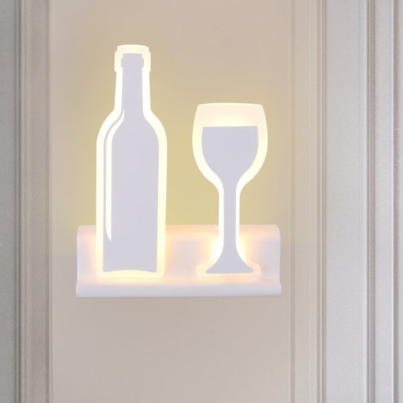 Wine Set LED Sconce Light Modern Acrylic 1 Light Black/White/Chrome Wall Lighting Ideas in Warm/White Light White Clearhalo 'Cast Iron' 'Glass' 'Industrial' 'Modern wall lights' 'Modern' 'Tiffany' 'Traditional wall lights' 'Wall Lamps & Sconces' 'Wall Lights' Lighting' 1913458