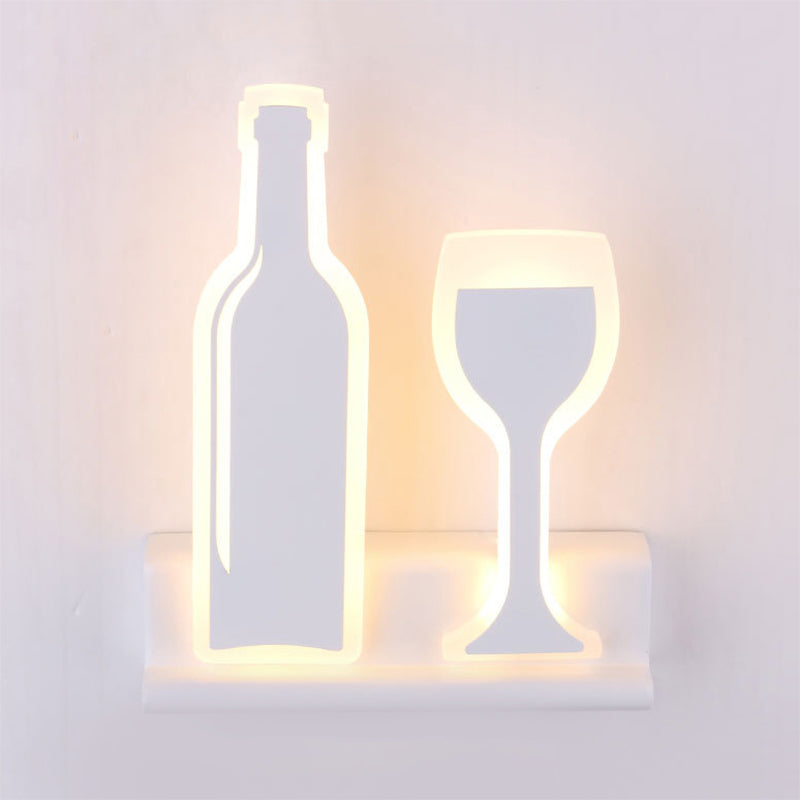 Wine Set LED Sconce Light Modern Acrylic 1 Light Black/White/Chrome Wall Lighting Ideas in Warm/White Light Clearhalo 'Cast Iron' 'Glass' 'Industrial' 'Modern wall lights' 'Modern' 'Tiffany' 'Traditional wall lights' 'Wall Lamps & Sconces' 'Wall Lights' Lighting' 1913461