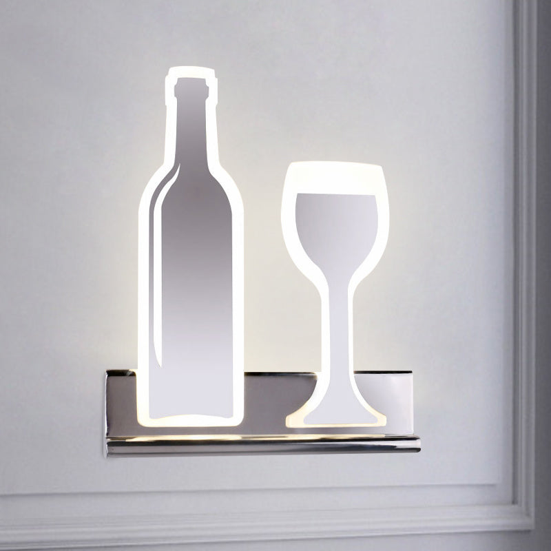 Wine Set LED Sconce Light Modern Acrylic 1 Light Black/White/Chrome Wall Lighting Ideas in Warm/White Light Chrome Clearhalo 'Cast Iron' 'Glass' 'Industrial' 'Modern wall lights' 'Modern' 'Tiffany' 'Traditional wall lights' 'Wall Lamps & Sconces' 'Wall Lights' Lighting' 1913462