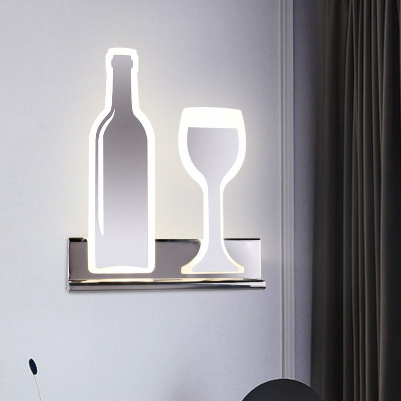 Wine Set LED Sconce Light Modern Acrylic 1 Light Black/White/Chrome Wall Lighting Ideas in Warm/White Light Clearhalo 'Cast Iron' 'Glass' 'Industrial' 'Modern wall lights' 'Modern' 'Tiffany' 'Traditional wall lights' 'Wall Lamps & Sconces' 'Wall Lights' Lighting' 1913463
