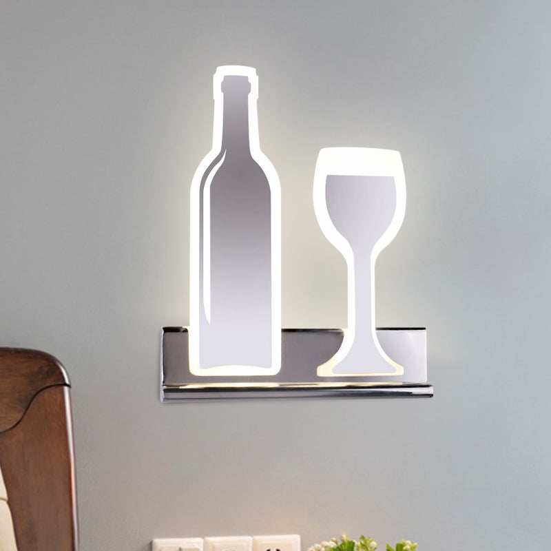 Wine Set LED Sconce Light Modern Acrylic 1 Light Black/White/Chrome Wall Lighting Ideas in Warm/White Light Clearhalo 'Cast Iron' 'Glass' 'Industrial' 'Modern wall lights' 'Modern' 'Tiffany' 'Traditional wall lights' 'Wall Lamps & Sconces' 'Wall Lights' Lighting' 1913464