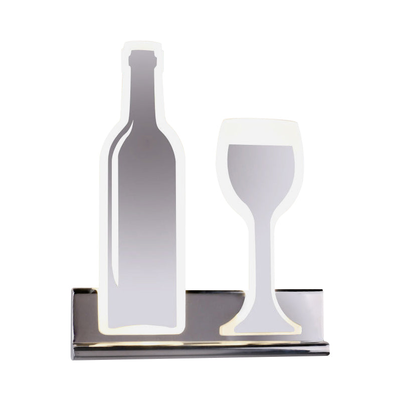 Wine Set LED Sconce Light Modern Acrylic 1 Light Black/White/Chrome Wall Lighting Ideas in Warm/White Light Clearhalo 'Cast Iron' 'Glass' 'Industrial' 'Modern wall lights' 'Modern' 'Tiffany' 'Traditional wall lights' 'Wall Lamps & Sconces' 'Wall Lights' Lighting' 1913465