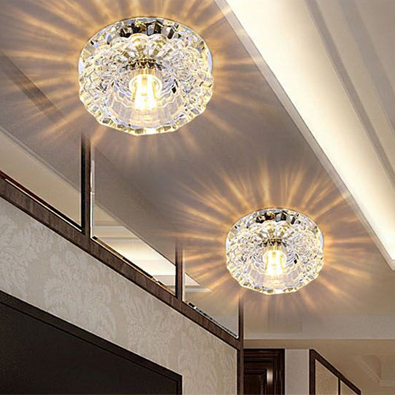 Floral Shape Clear Crystal Flush Mount Round Flushmount Ceiling Fixture Clear Clearhalo 'Ceiling Lights' 'Close To Ceiling Lights' 'Close to ceiling' 'Flush mount' Lighting' 1913466