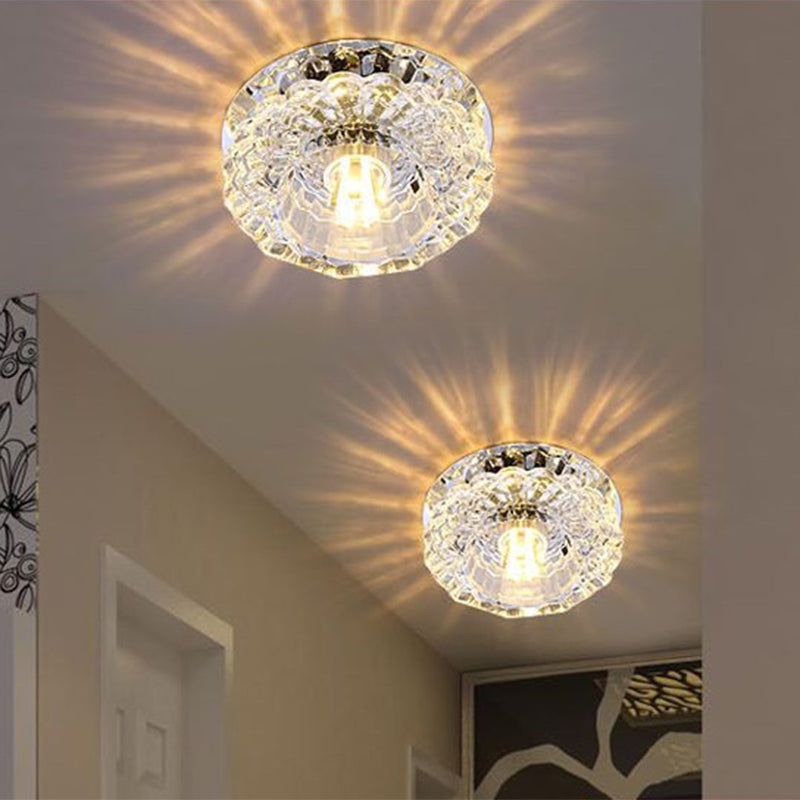 Floral Shape Clear Crystal Flush Mount Round Flushmount Ceiling Fixture Clearhalo 'Ceiling Lights' 'Close To Ceiling Lights' 'Close to ceiling' 'Flush mount' Lighting' 1913467