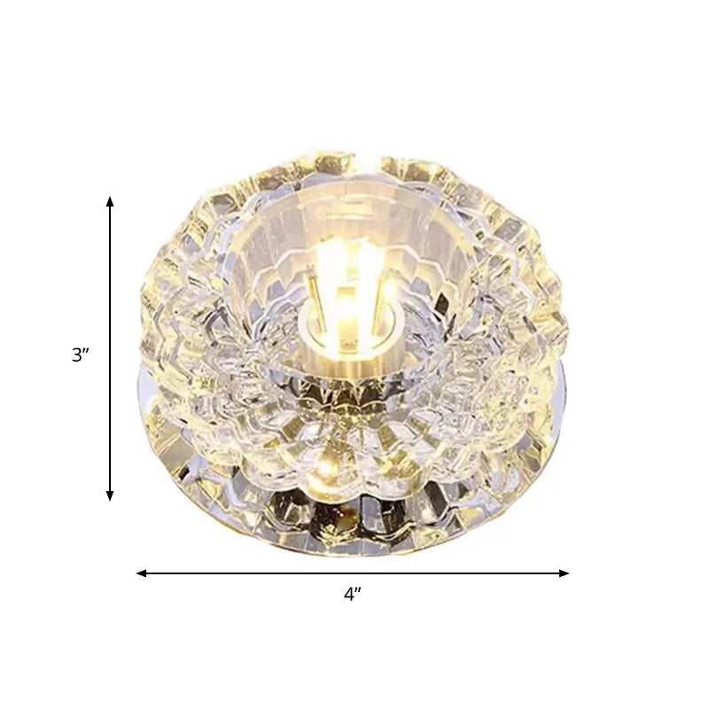 Floral Shape Clear Crystal Flush Mount Round Flushmount Ceiling Fixture Clearhalo 'Ceiling Lights' 'Close To Ceiling Lights' 'Close to ceiling' 'Flush mount' Lighting' 1913470