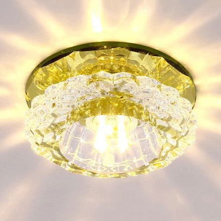 Floral Shape Crystal Flush Mount Round Flushmount Ceiling Fixture Gold Clearhalo 'Ceiling Lights' 'Close To Ceiling Lights' 'Close to ceiling' 'Flush mount' Lighting' 1913471