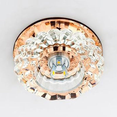 Floral Shape Crystal Flush Mount Round Flushmount Ceiling Fixture Amber Clearhalo 'Ceiling Lights' 'Close To Ceiling Lights' 'Close to ceiling' 'Flush mount' Lighting' 1913472