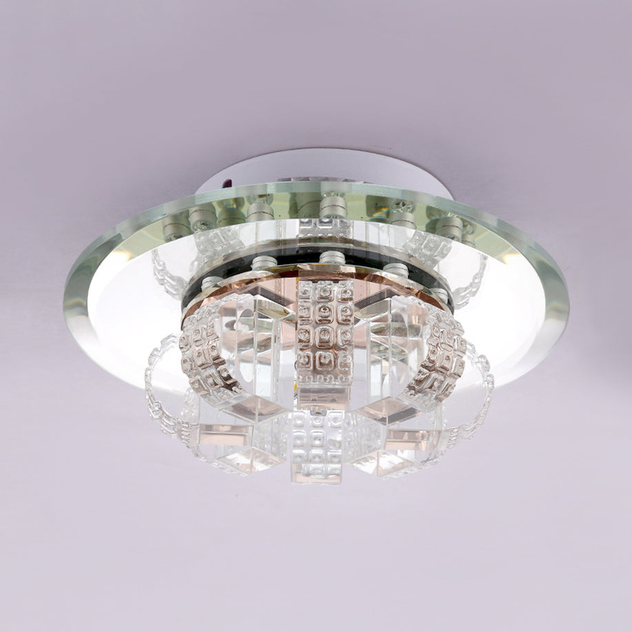 Clear Crystal Block Flush Mount Ceiling Light Round Flushmount Ceiling Fixture Clear Clearhalo 'Ceiling Lights' 'Close To Ceiling Lights' 'Close to ceiling' 'Flush mount' Lighting' 1913475