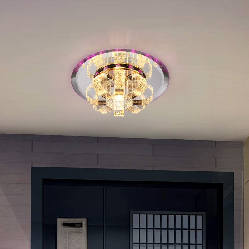 Clear Crystal Block Flush Mount Ceiling Light Round Flushmount Ceiling Fixture Clearhalo 'Ceiling Lights' 'Close To Ceiling Lights' 'Close to ceiling' 'Flush mount' Lighting' 1913477