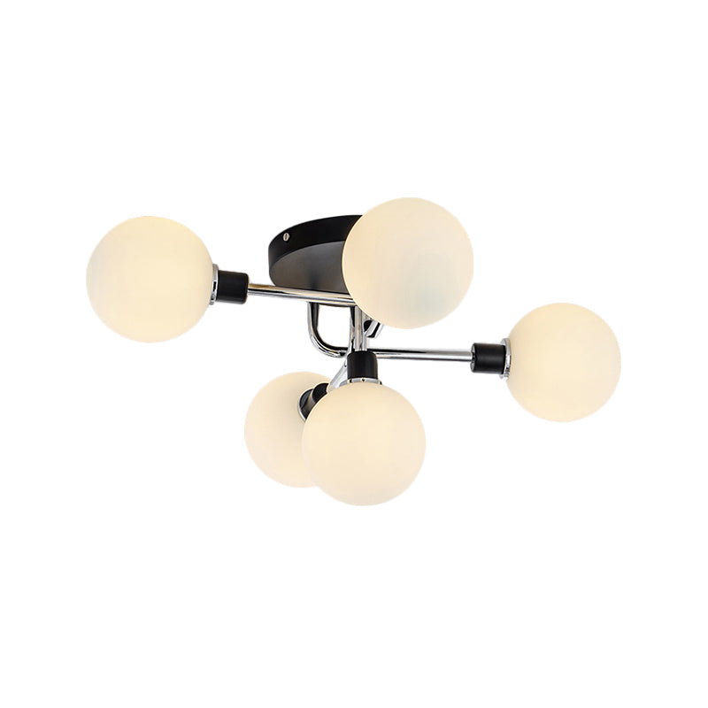 Glass Globe Shade Ceiling Light Contemporary Style Semi Flush Mount Light for Villa Dining Room Clearhalo 'Ceiling Lights' 'Close To Ceiling Lights' 'Close to ceiling' 'Glass shade' 'Glass' 'Semi-flushmount' Lighting' 1913505