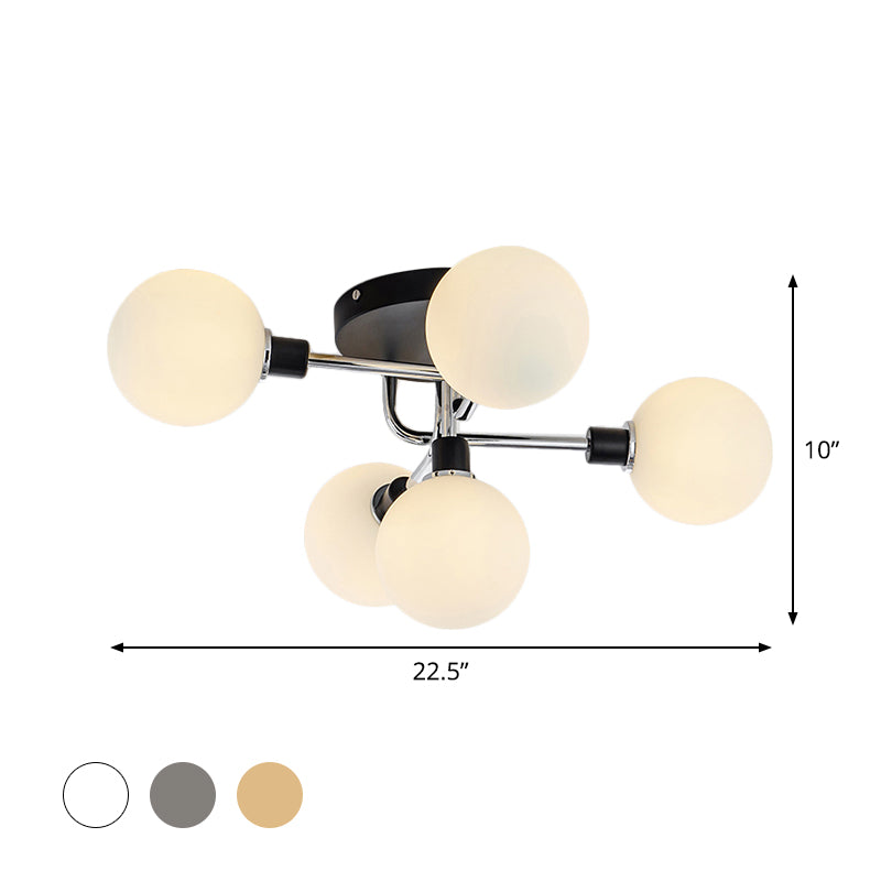 Glass Globe Shade Ceiling Light Contemporary Style Semi Flush Mount Light for Villa Dining Room Clearhalo 'Ceiling Lights' 'Close To Ceiling Lights' 'Close to ceiling' 'Glass shade' 'Glass' 'Semi-flushmount' Lighting' 1913506