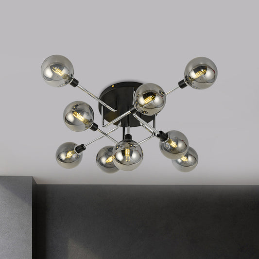 Glass Globe Shade Ceiling Light Contemporary Style Semi Flush Mount Light for Villa Dining Room Clearhalo 'Ceiling Lights' 'Close To Ceiling Lights' 'Close to ceiling' 'Glass shade' 'Glass' 'Semi-flushmount' Lighting' 1913515