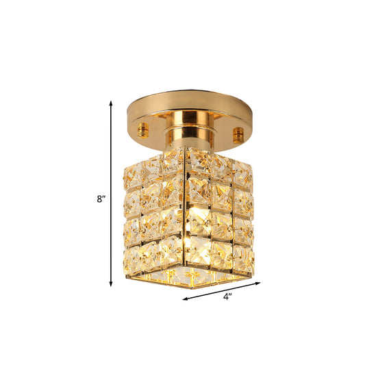 Rectangle Crystal Block Shade Semi Flushmount Light Modern Ceiling Light Clearhalo 'Ceiling Lights' 'Close To Ceiling Lights' 'Close to ceiling' 'Flush mount' Lighting' 1913568