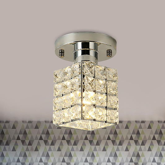 Rectangle Crystal Block Shade Semi Flushmount Light Modern Ceiling Light Clearhalo 'Ceiling Lights' 'Close To Ceiling Lights' 'Close to ceiling' 'Flush mount' Lighting' 1913569