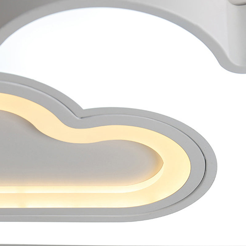 Flat Cloud LED Ceiling Mount Light Contemporary Acrylic Ceiling Lamp in White for Kid Bedroom Clearhalo 'Ceiling Lights' 'Close To Ceiling Lights' 'Close to ceiling' 'Flush mount' Lighting' 191366