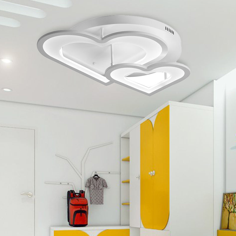 Acrylic Loving Heart Ceiling Lamp Dining Room Hallway Modern LED Ceiling Mount Light in White White Clearhalo 'Ceiling Lights' 'Close To Ceiling Lights' 'Close to ceiling' 'Semi-flushmount' Lighting' 191418