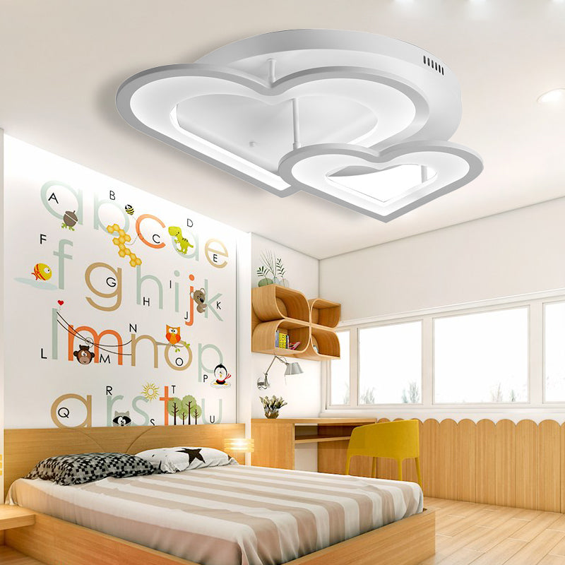 Acrylic Loving Heart Ceiling Lamp Dining Room Hallway Modern LED Ceiling Mount Light in White Clearhalo 'Ceiling Lights' 'Close To Ceiling Lights' 'Close to ceiling' 'Semi-flushmount' Lighting' 191419